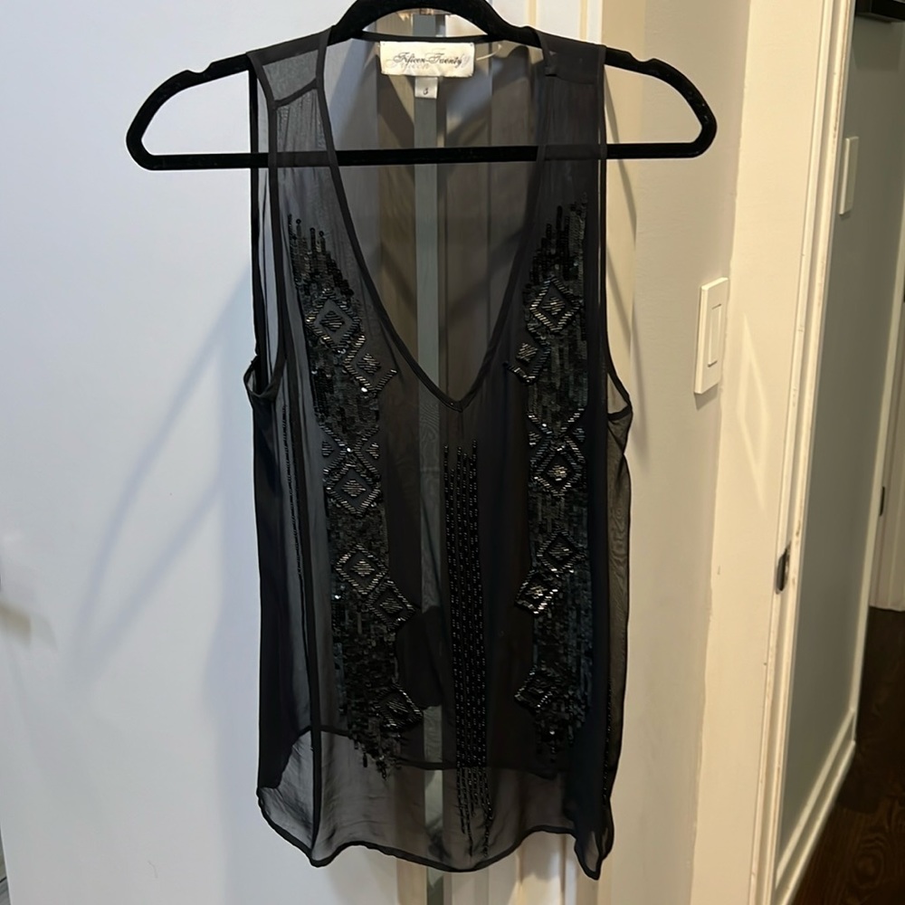 Sheer beaded top, dresses up or down